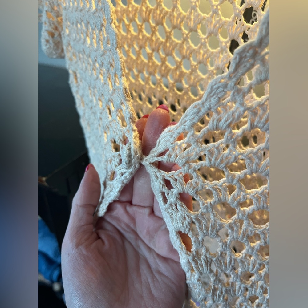 Christopher & Banks Hand-Crocheted Cream Short Sleeve Cardigan - Picture 6 of 8